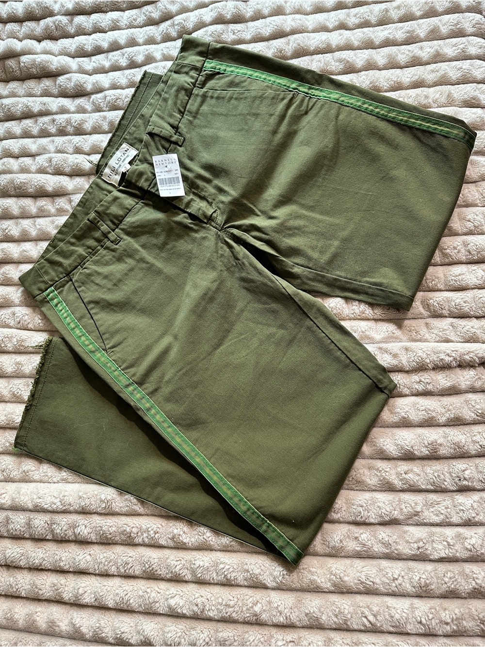 Nili Lotan East Hampton Chino Pant with green tape side trim 4 NWT